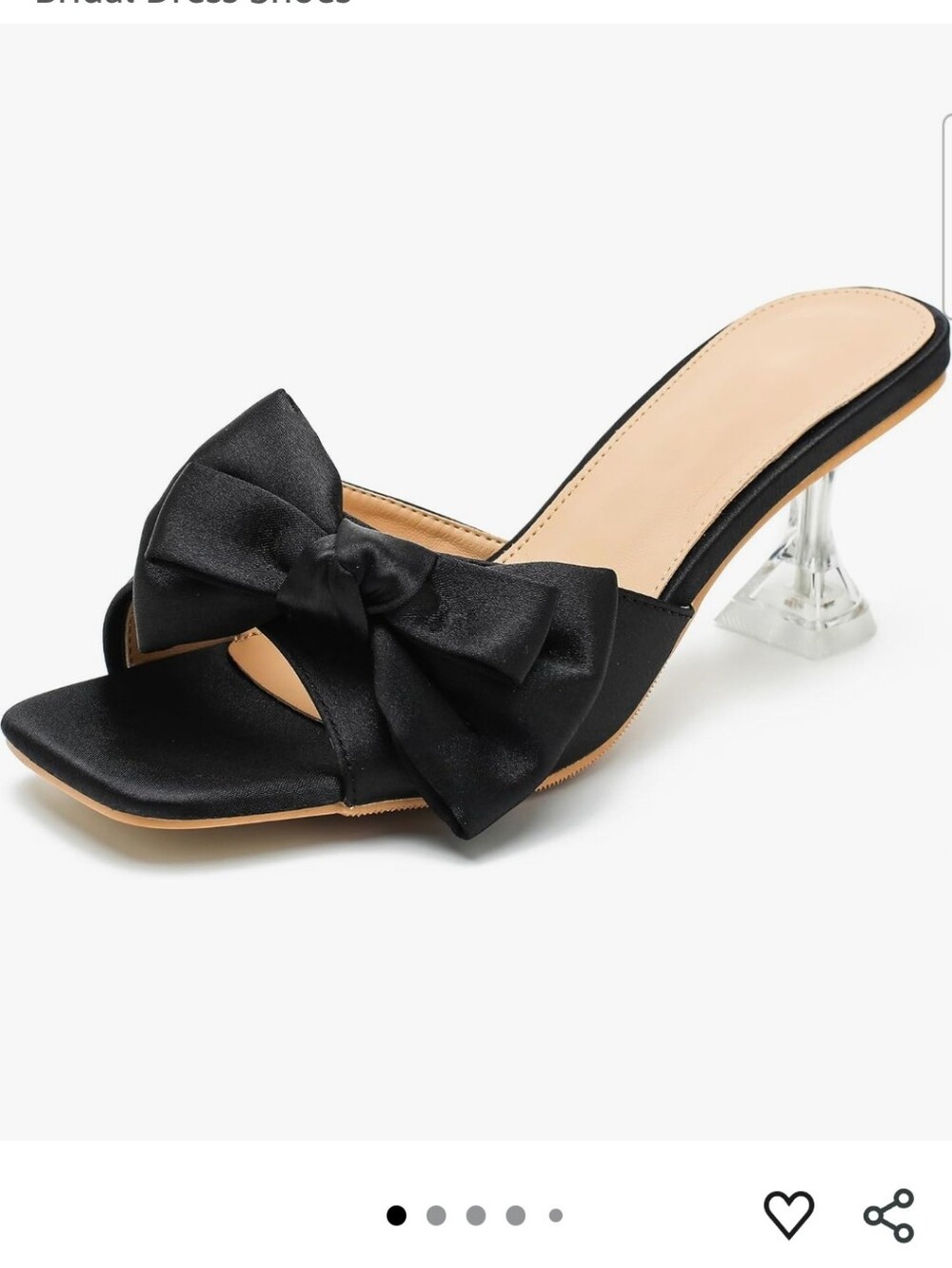 Brand New Black Satin Bow Mule Heels - Women